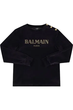 Balmain Cotton Blend Velvet Crewneck Sweatshirt