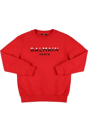 Balmain Printed Logo Cotton Crewneck Sweatshirt