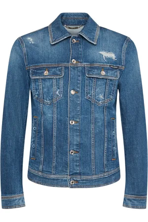 Dolce & Gabbana Distressed Stretch Cotton Denim Jacket