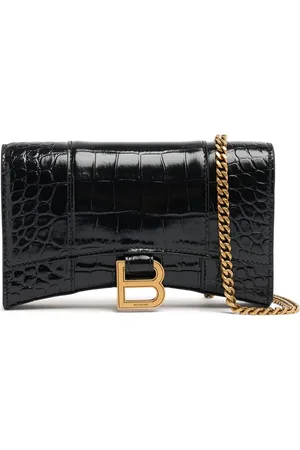 Balenciaga Hourglass Leather Wallet On Chain