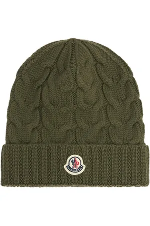 Moncler Cable Knit Virgin Wool Beanie Hat