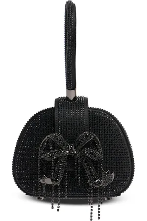 Self-Portrait Micro Rhinestone Satin Top Handle Bag
