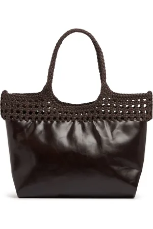 Hereu Elma Leather & Cotton Top Handle Bag