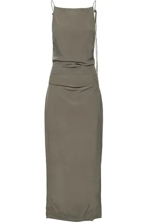 St Agni Tuck Silk Crepe Long Dress