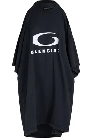 Balenciaga Icon Print Pulled Cotton T-shirt Dress