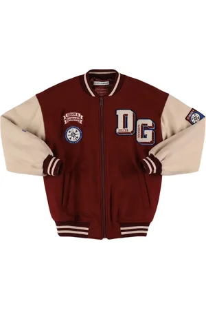 Dolce & Gabbana Wool Blend Bomber Jacket W/appliqué