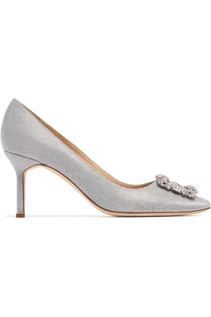 Manolo Blahnik 70mm Hangisi Notturno Lurex Pumps