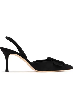 Manolo Blahnik 70mm Maysli Suede Slingback Pumps