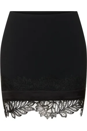 DAVID KOMA Lace Hem Cady & Satin Mini Skirt