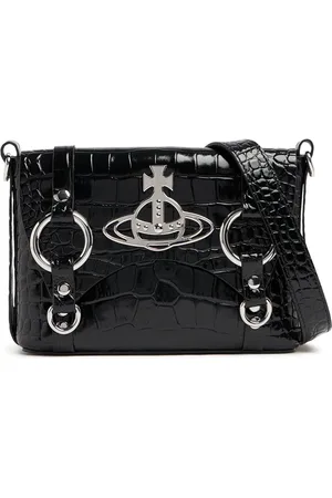 Vivienne Westwood Kim Croc Embossed Leather Crossbody Bag