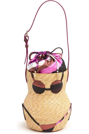 Puccini Nella Straw & Twill Bag