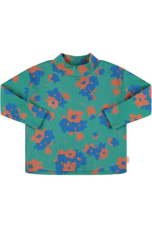 Tiny Cottons Flower Print Cotton Blend Knit Sweater