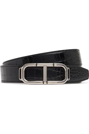 Tom Ford 30 Mm T Belt Shiny Croc Embossed Leather