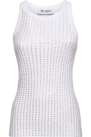 The Attico Crystal Embellished Jersey Tank Top
