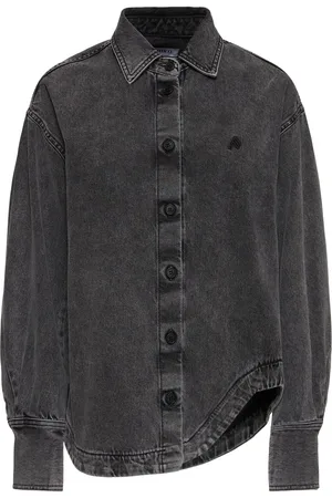 The Attico Eliza Denim Shirt W/shaped Slit