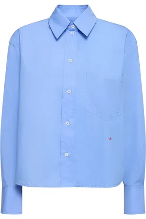Victoria Beckham Cropped Long Sleeve Cotton Poplin Shirt