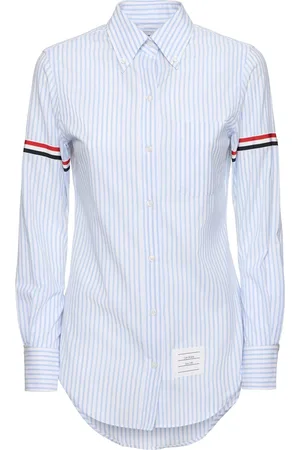 Thom Browne Poplin Point Collar Shirt W/stripes
