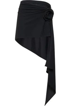 MAGDA BUTRYM Ruched Jersey Asymmetric Skirt W/ Rose