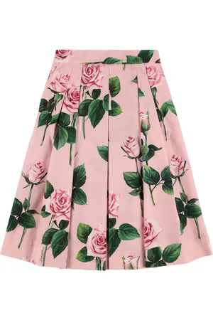 Dolce & Gabbana Printed Cotton Pleated Skirt