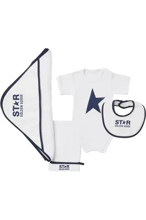 Golden Goose Star Cotton Bodysuit, Bib & Bath Set