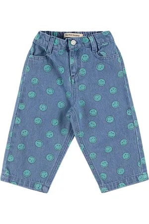 The New Society Printed Cotton Denim Pants