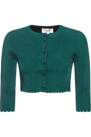 Victoria Beckham Lurex Viscose Blend Cropped Cardigan
