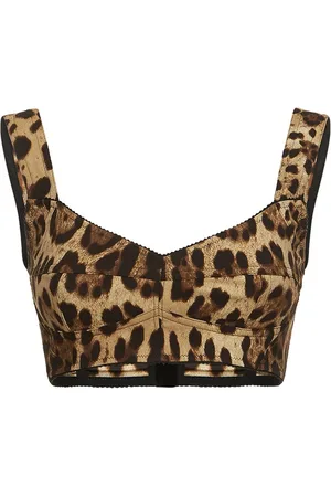Dolce & Gabbana Leopard Print Charmeuse Crop Top
