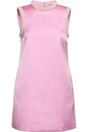 Self-Portrait Pearl Trim Satin Mini Dress
