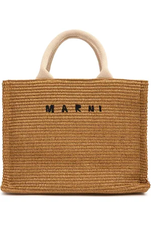 Marni Small Logo Raffia Effect Tote Bag