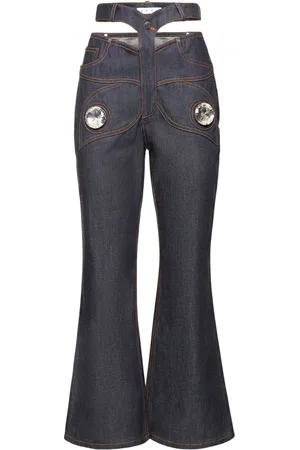 AREA Butterfly Raw Cotton Denim Crop Jeans