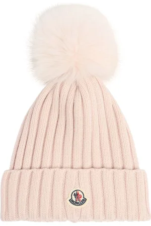 Moncler Logo Extrafine Wool Pom Pom Beanie