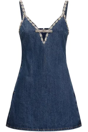 Self-Portrait Strappy Denim Mini Dress