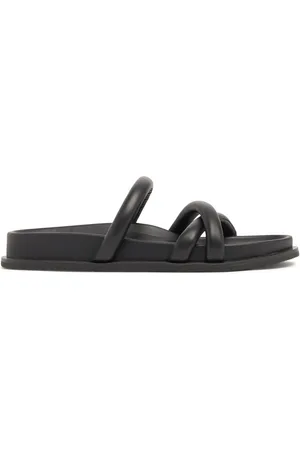 St Agni 20mm Soft Cross Leather Slide Sandals