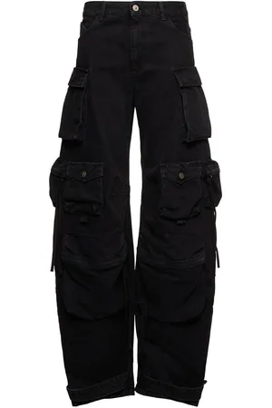 The Attico Fern Low Rise Wide Denim Cargo Jeans
