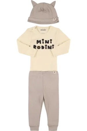 Mini Rodini Organic Cotton Bodysuit, Pants & Hat