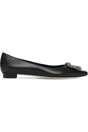 Manolo Blahnik 10mm Hangisi Leather Flats