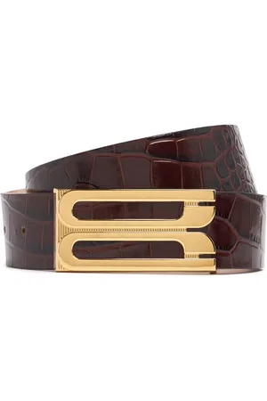 Victoria Beckham Jumbo Frame Croc Embossed Belt