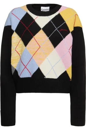 Ganni Harlequin Oversize Wool Blend Sweater