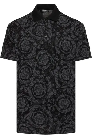VERSACE Barocco Jacquard Cotton Piquet Polo
