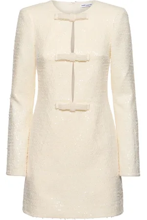 Self-Portrait Bouclé Bow Mini Dress