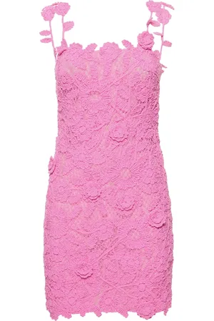 BLUMARINE Floral Macramé Cotton Blend Mini Dress