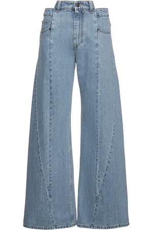 Maison Margiela Asymmetric Wide Leg Cotton Jeans