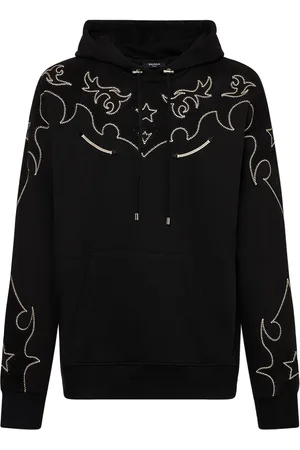 Balmain Jersey & Suede Baroque Cotton Hoodie