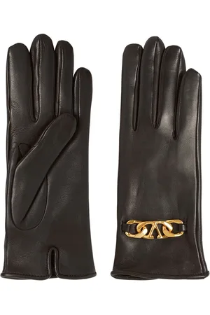 VALENTINO GARAVANI V Logo Chain Smooth Leather Gloves