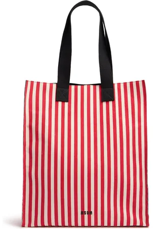 Msgm Striped Canvas Shopping Bag