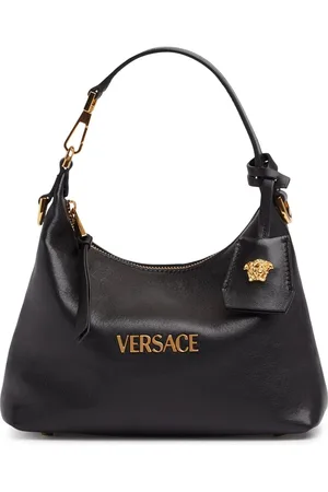 VERSACE Tag Leather Hobo Bag
