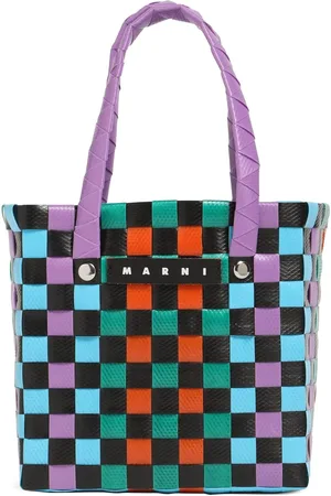 Marni Color Block Woven Basket Bag W/ Logo