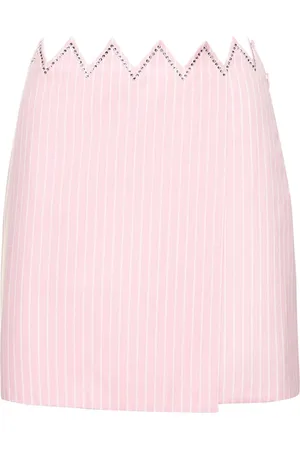 Mach & Mach Embellished Striped Cotton Mini Skirt