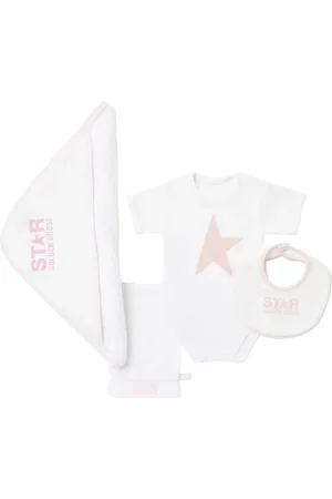 Golden Goose Star Cotton Bodysuit, Bib & Bath Set