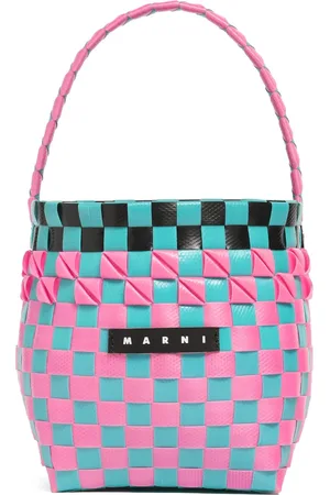 Marni Color Block Woven Bucket Bag W/ Logo